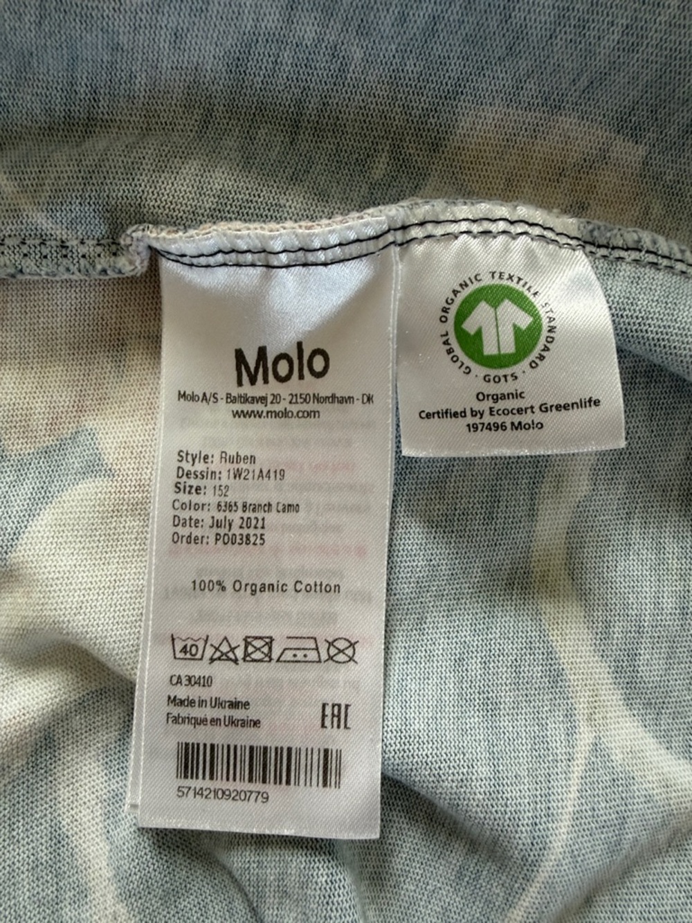 Molo Ruben Long Sleeve Tee Navy Branch Camo Print Size 12 (152) Kids - Picture 10 of 11